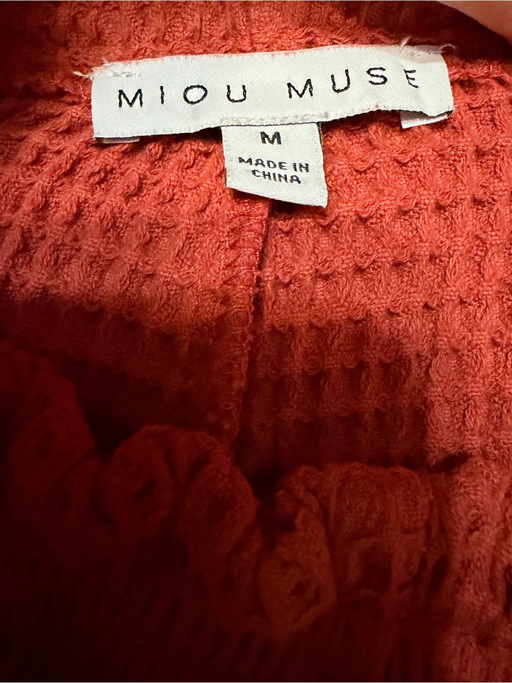 Miou Muse Brick Red Waffle Knit 2 Pc Set New Without Tags M - Picture 5 of 11